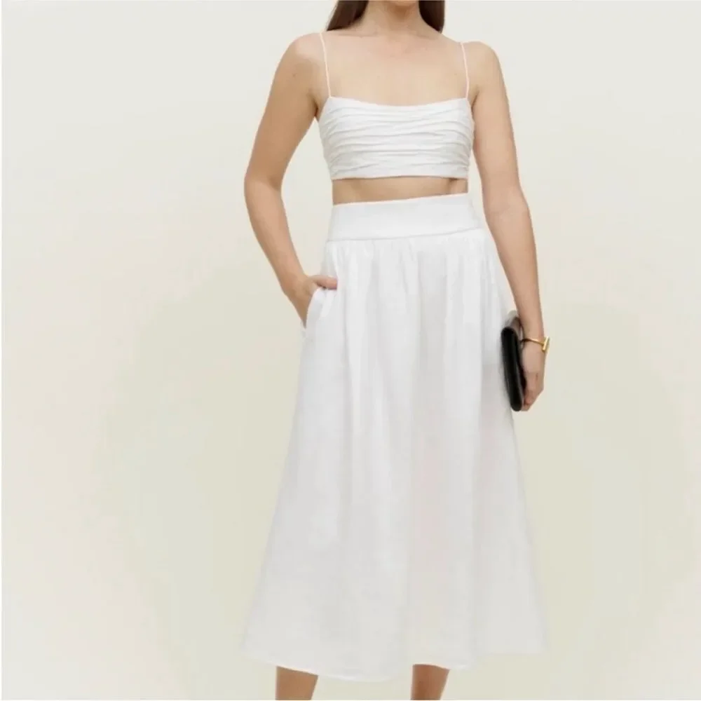 Reformation Louise Linen Two Piece Set white size 12 NWT